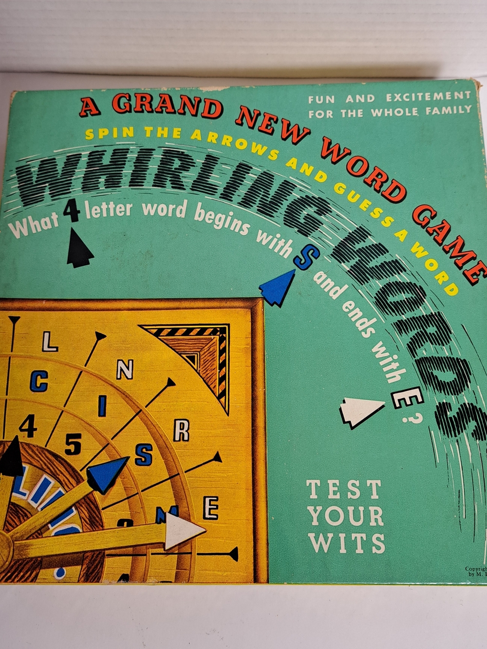 Vintage 1942 Whirling Words Board Game. Missing Word/List Cards & Instructions